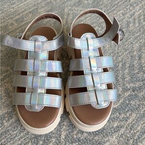 Old Navy Silver Holographic Girls Sandals